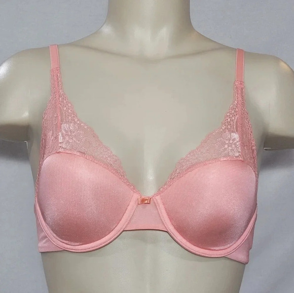 36B Lily Of France Extreme Lacy Looks Lined UW Bra Peach NWT - Picture 5 of 5